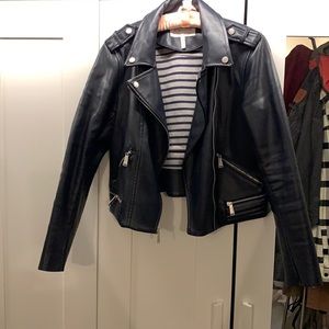 BCBGeneration vegan leather jacket size M dark navy blue